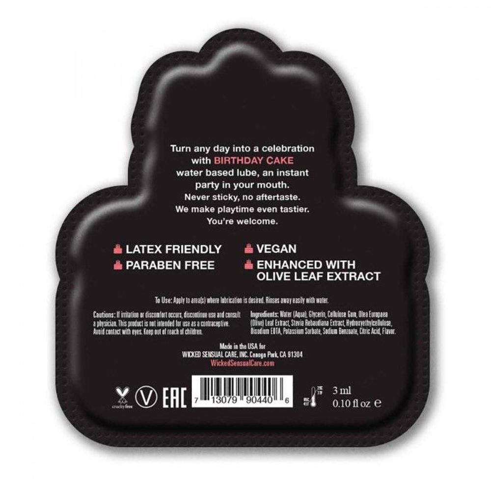 Лубрикант на водной основе со вкусом торта с кремом Wicked Aqua Birthday cake - 3 мл.