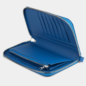 Кожаный кошелек женский, теленок синего цвета