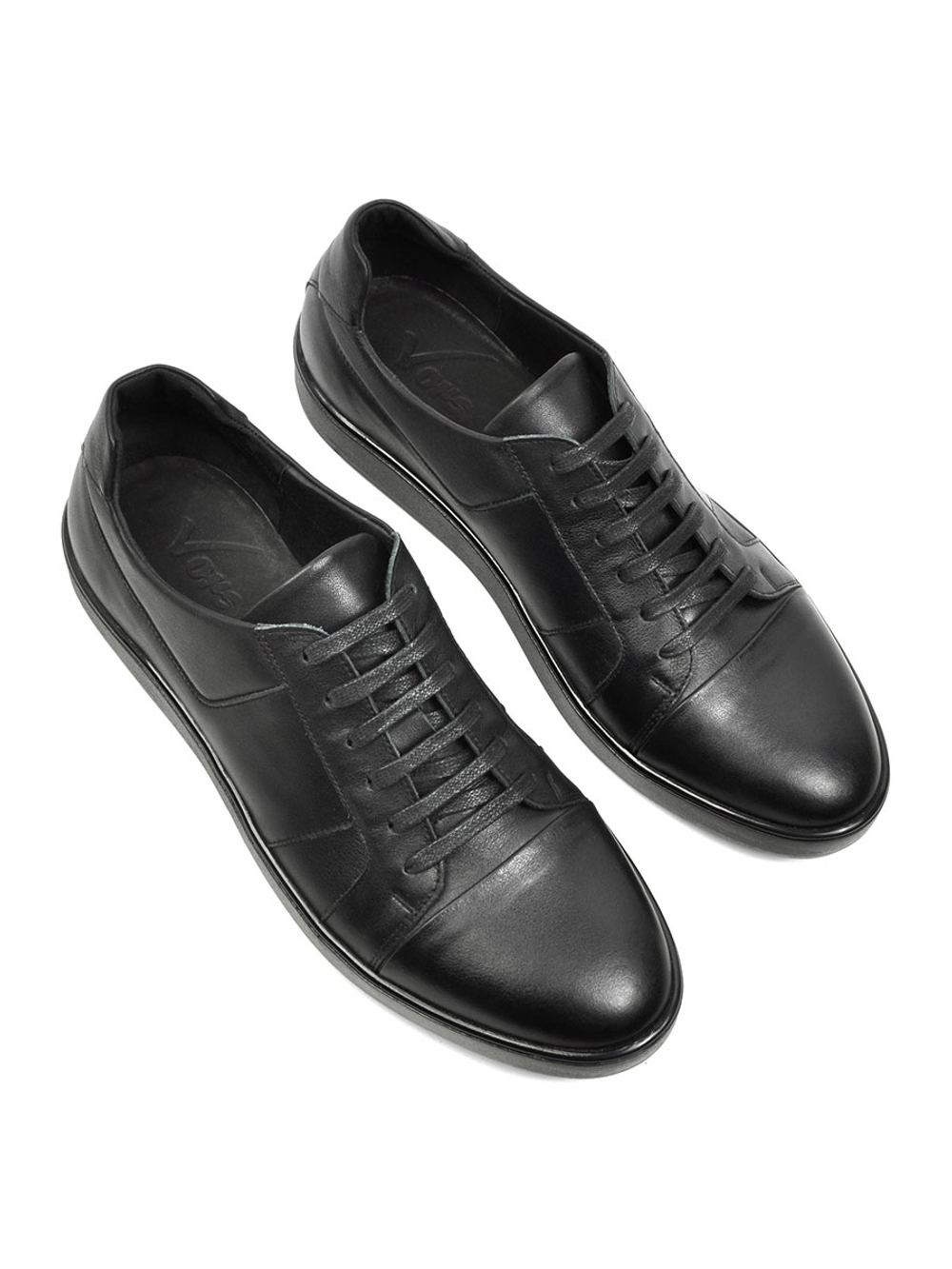 Кеды черные из натуральной кожи Кэжуал V533