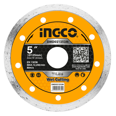Диск алмазный сплошной по керамике 125х5х2х22 мм INGCO DMD021252M