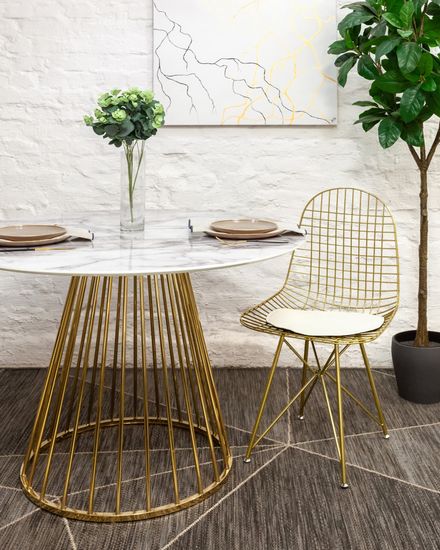 Стол обеденный Ливерпуль 110*110 белый мрамор