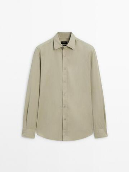 Massimo Dutti Рубашка из 100% хлопкового твила, светло-зеленый