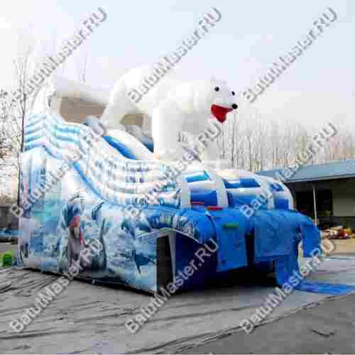 Надувная водная горка для бассейна «Мишка на севере», 8*4*5,5 м