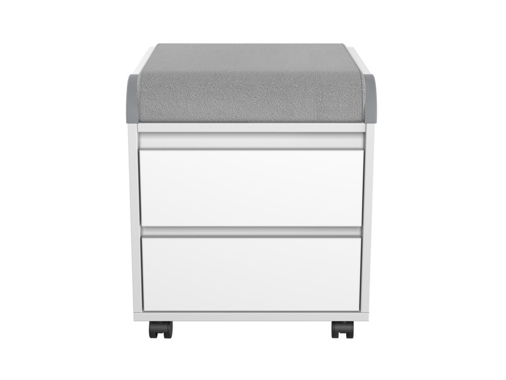 Тумба Дэми на колёсиках с 2 ящиками, органайзером для канцелярии и пуфом (ТУВ.14)