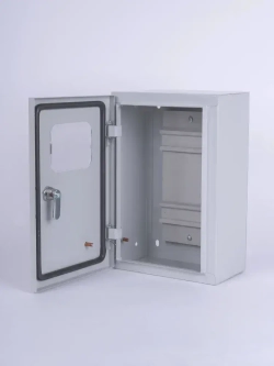 ЩУН-1х6 (300х200х125) IP54. Увеличенный под электрический счетчик и автоматические выключатели до 6 модулей Щит учетно-распределительный навесной ЩРУ 1Н6 IP54