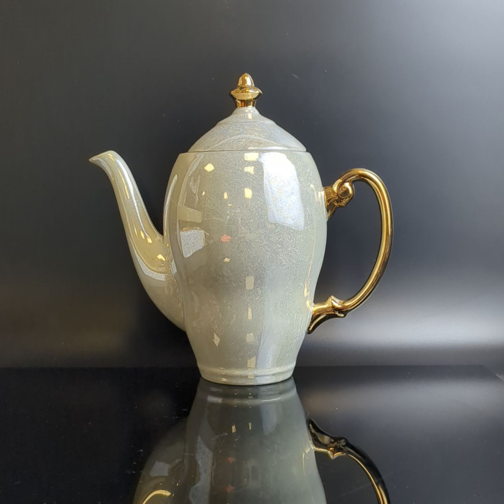 Чайник - кофейник заварочный фарфоровый, люстр, золочение, Wloclawek porcelana, золочение, винтаж Польша, времён СССР 1967-1973 гг