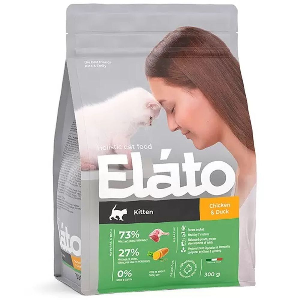 Сухой корм Elato Holistic для котят с курицей и уткой - 0,3 кг