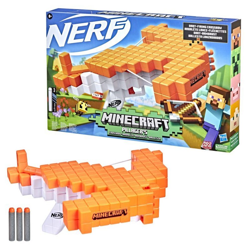 Hasbro Nerf Elite - пусковая установка для арбалета Minecraft Pillager + стрелы F4415