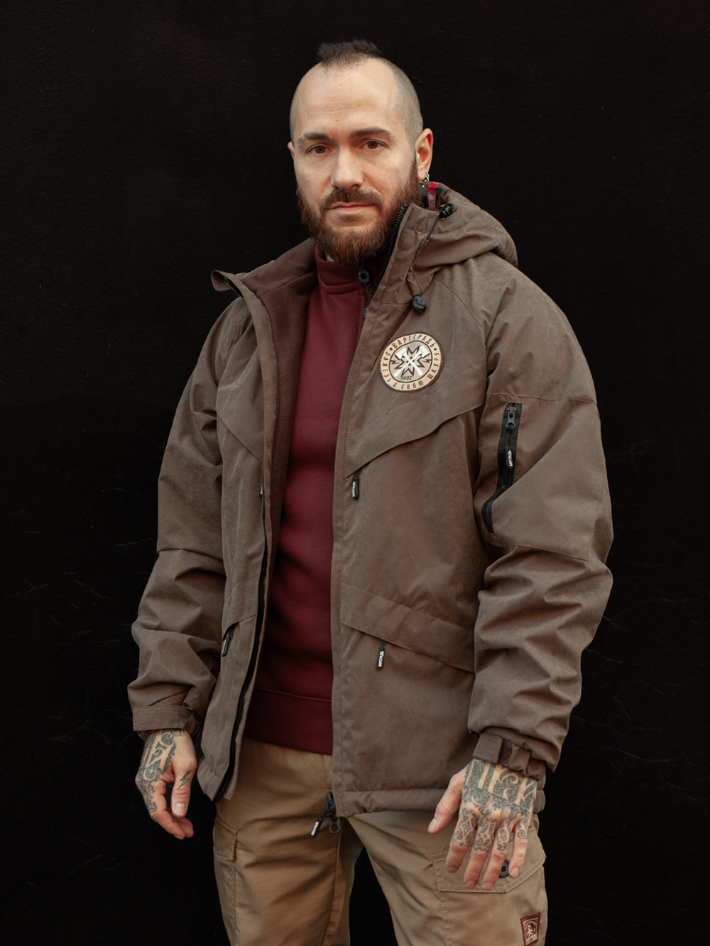 Куртка демисезонная Варгградъ на флисе мужская тёмно-коричневый