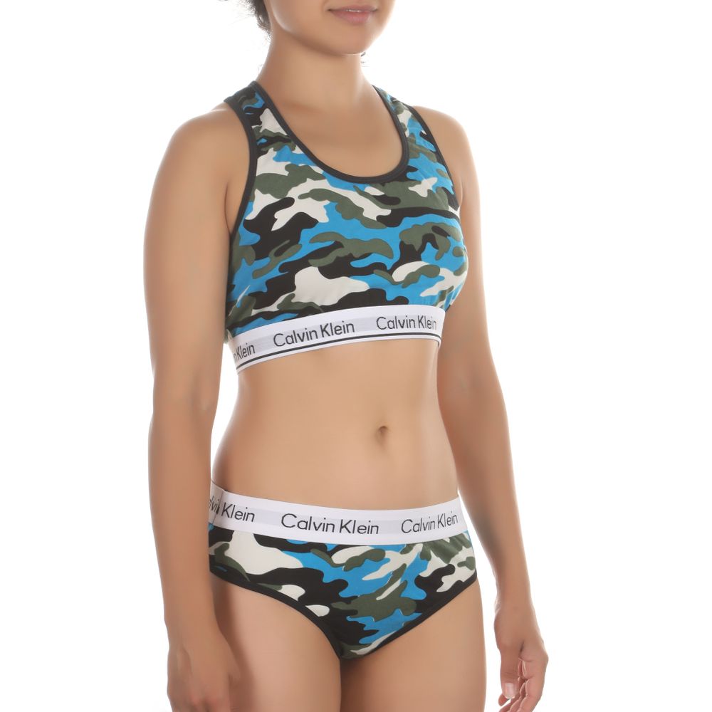Женский комплект: топ+тонги разноцветный с камуфляжным принтом Calvin Klein Women