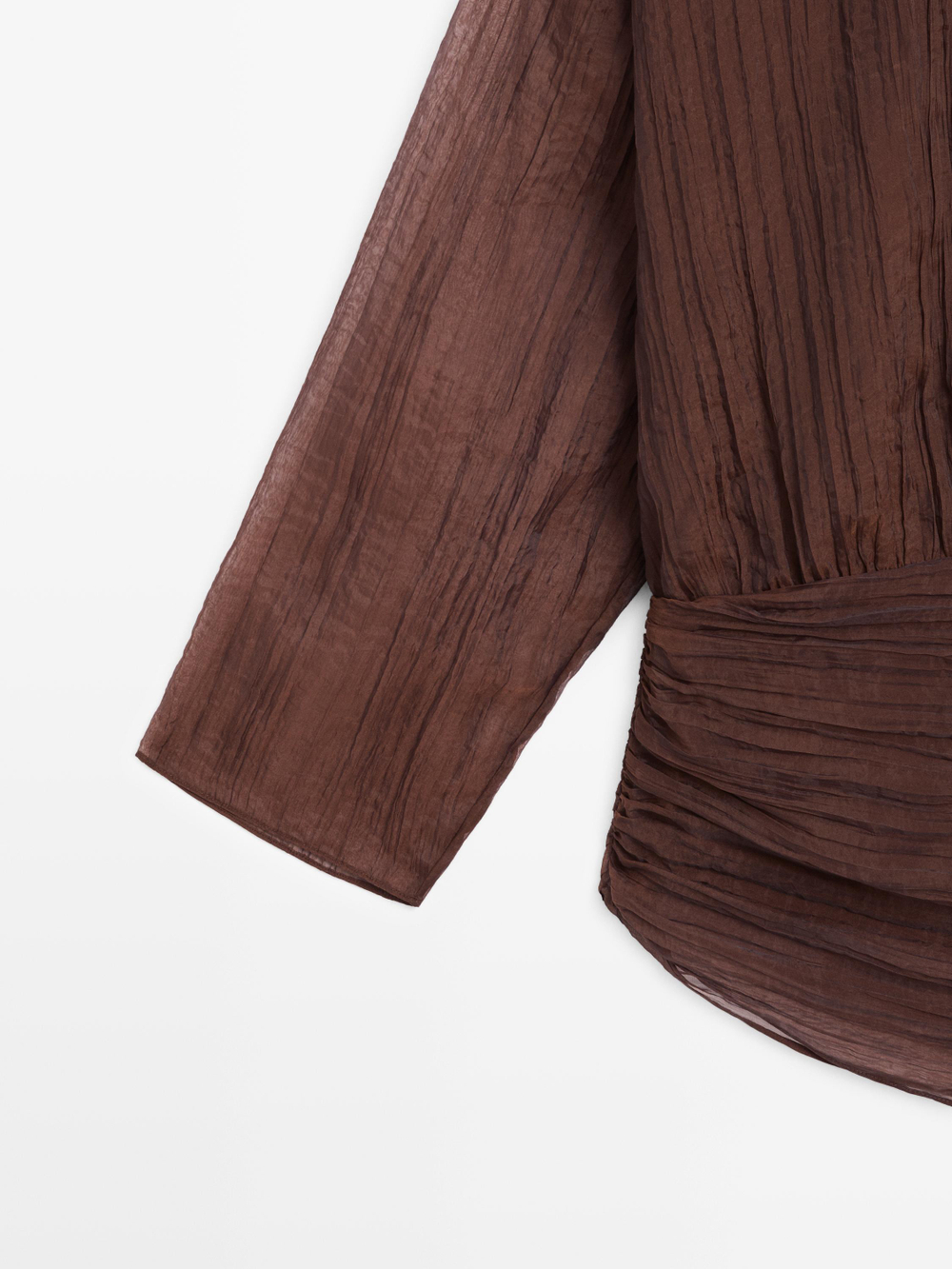 Massimo Dutti Блуза с драпировкой, карамельный