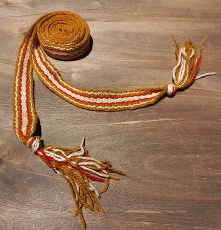 Пояс тканный буро-оранжево-белый