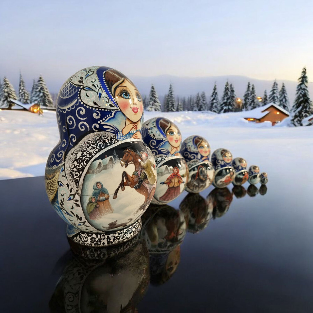 Матрешка 16см "Русская зима" 7 мест