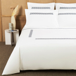 Постельное белье Frette Basket Weave Embroidery Steel Blue/Grey Cliff (240 x 220 см)