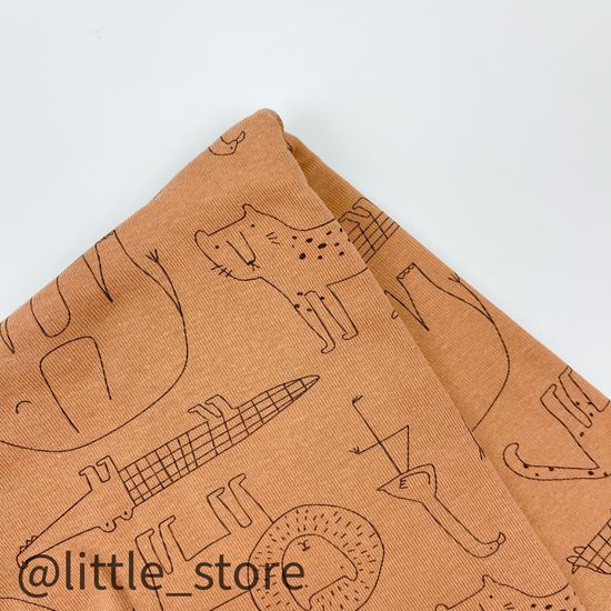 Пеленка хлопковая "Я родился" звери на коричневом