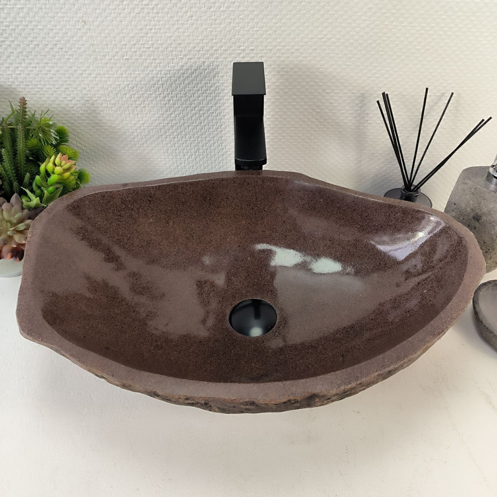 Каменная раковина из речного камня RS-05215 (57*39*15) 0857 из натурального камня