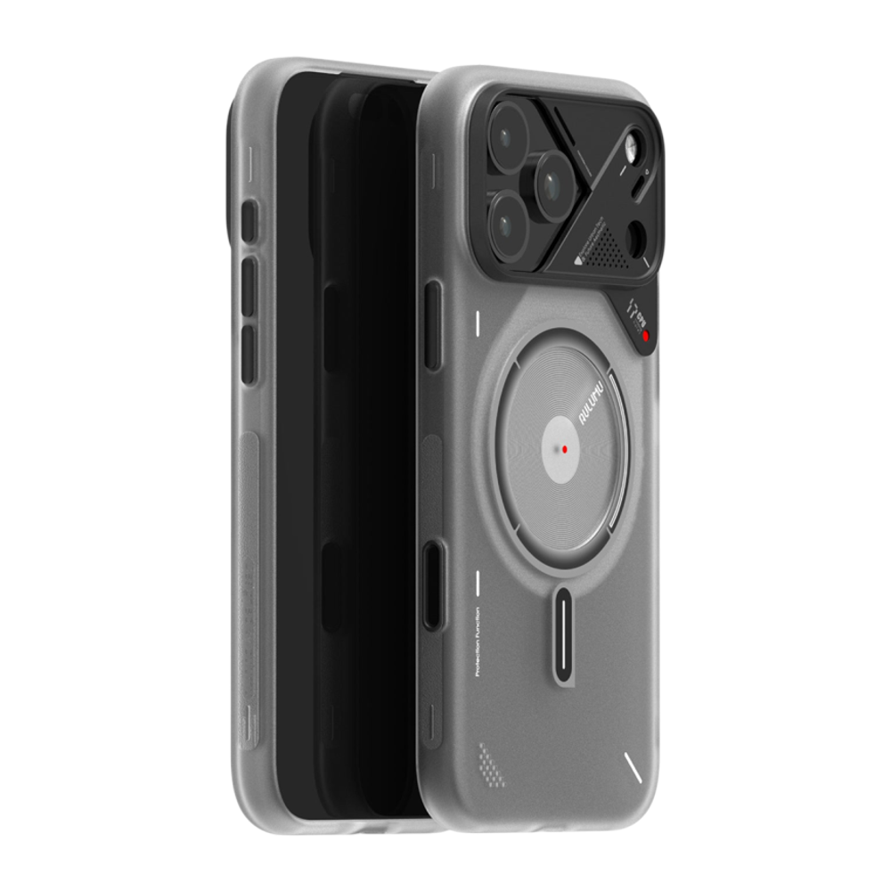 Прозрачный чехол MagSafe Aulumu A17 Frosted Case для iPhone 17 Pro Термополиуретановый чехол в футуристическом стиле с люминесцентным цветовым акцентом, защитой камеры, сенсорной накладкой для Контроллера камеры и теплорассеиванием в области процессора ус