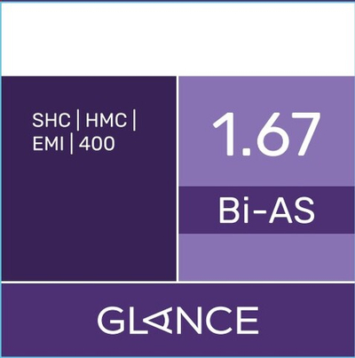 Линза для очков Glance 1.67 BI-AS SHC/HMC/EMI/UV400