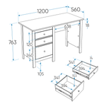 Стол письменный САГА 120х56 h76.3 белый/ясень