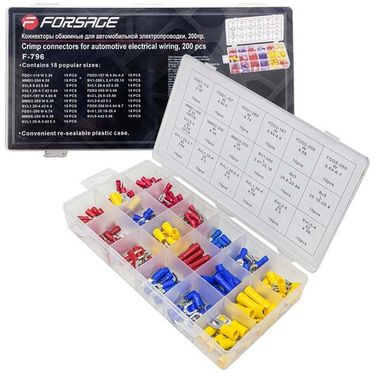 Коннекторы обжимные для автомобильной электропроводки, 200пр. Forsage F-796