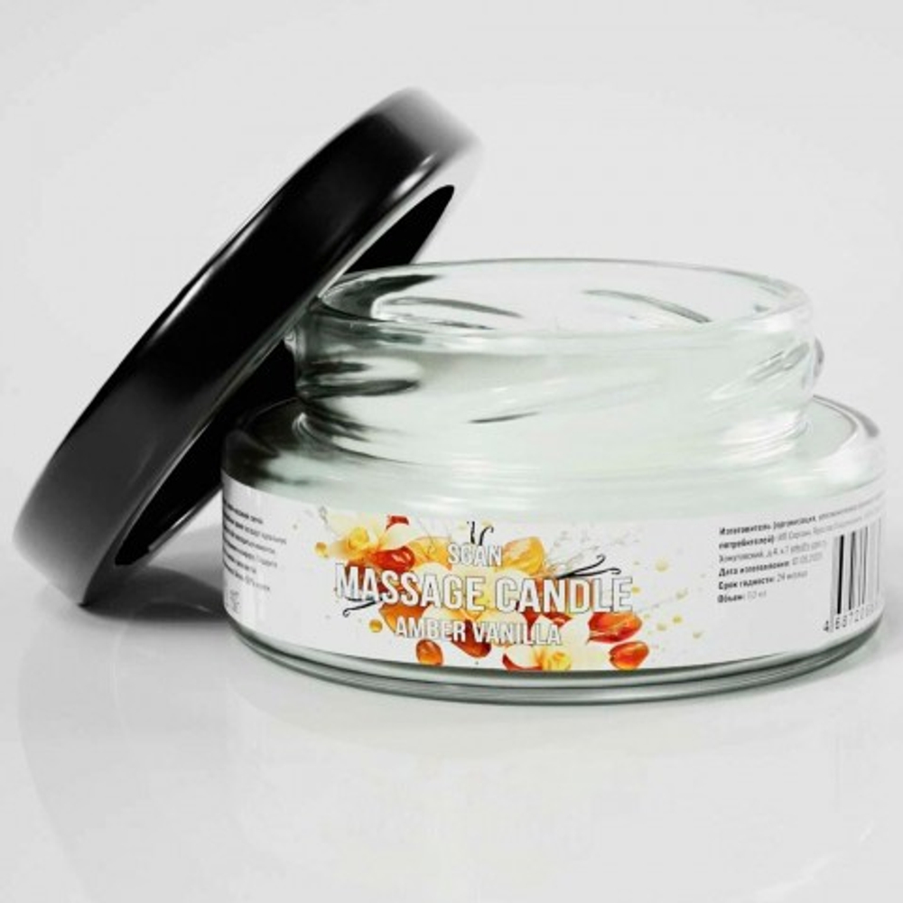 Натуральное массажное масло SGAN с кокосовым воском и эфирными маслами "Амбра ваниль", 50 мл