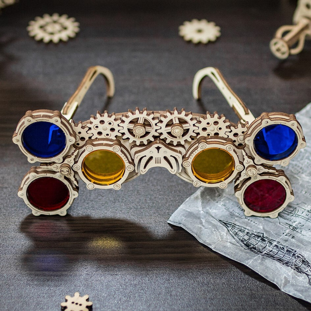 Стимпанк очки-гогглы "треугольник" от EWA - Купить недорого, деревянные конструкторы в моем городе, 3D пазлы и сборные модели