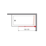 Шторка на ванну VERA VRS2, 109x145, правая, профиль блестящее серебро, стекло прозрачное, VRS2ID10830TR