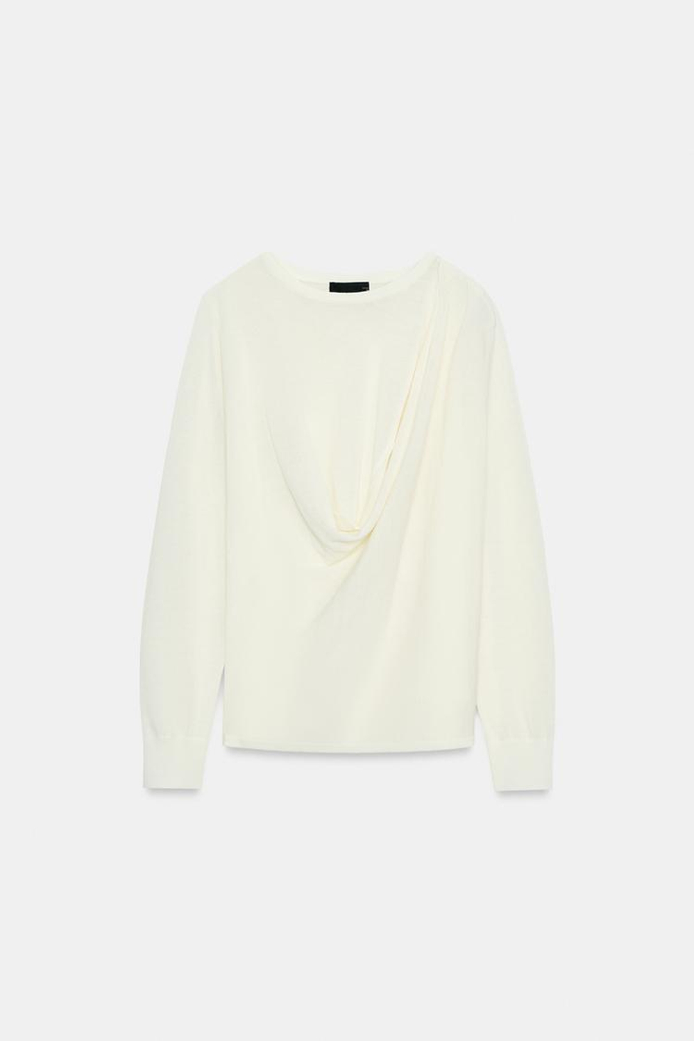 ZARA СВИТЕР ИЗ СТРУЯЩЕГОСЯ ТРИКОТАЖА, ЭКРЮ