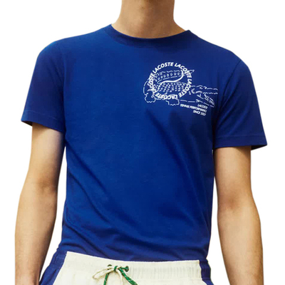 Мужская теннисная футболка Lacoste Roland Garros Men T-Shirt - blue/white