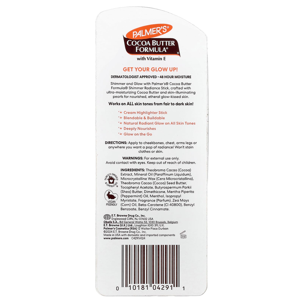 Palmer's, Cocoa Butter Formula® с витамином E, мерцающий стик, для светлой и смуглой кожи, 1 унция