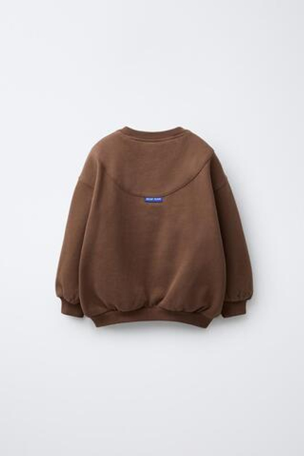 ZARA ТОЛСТОВКА С ВЫШИВКОЙ «МЕДВЕДЬ», КОРИЧНЕВЫЙ