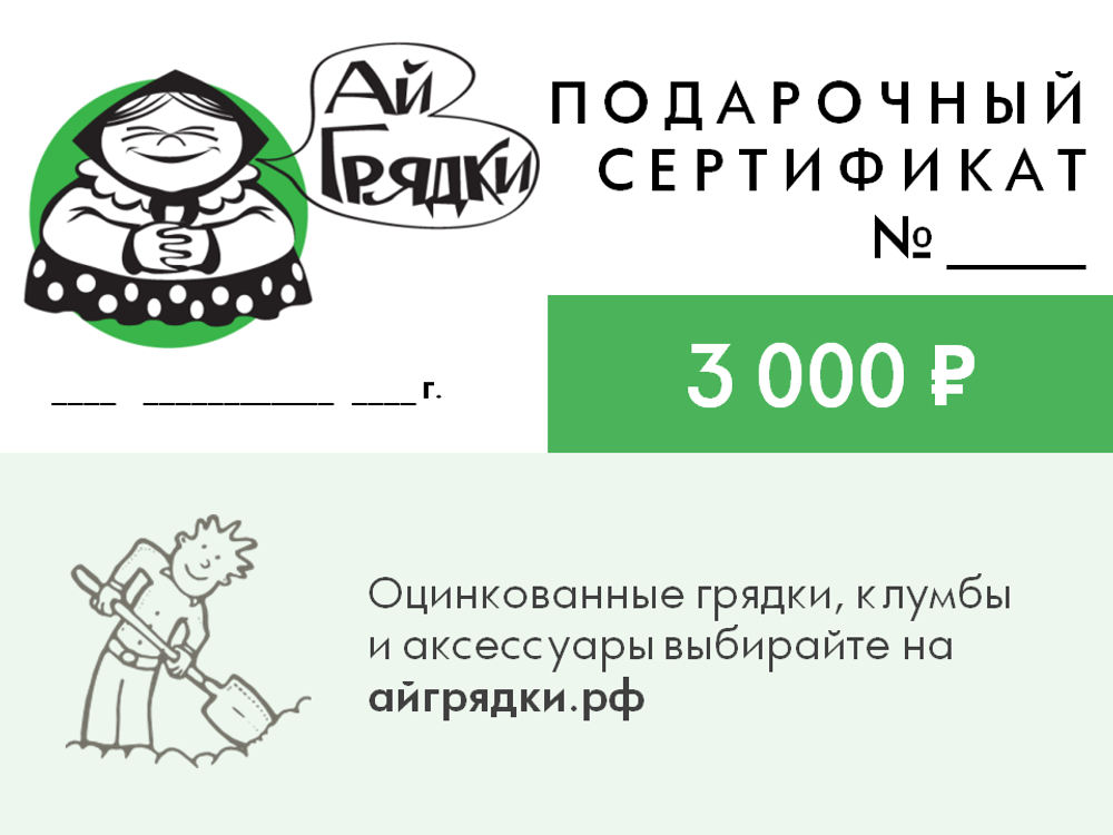 Подарочный сертификат АЙГРЯДКИ! на 3000 руб.