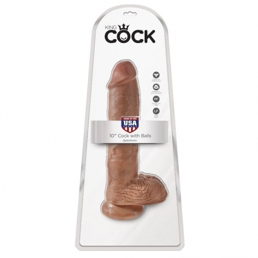 Фаллоимитатор-гигант загорелый King Cock 10 Cock with Balls (Цвет: телесный)