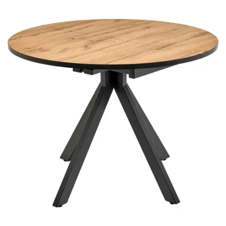 Стол Bradex Home Rudolf круглый раскладной 100-130x100x75см, Дуб Вотан, чёрный