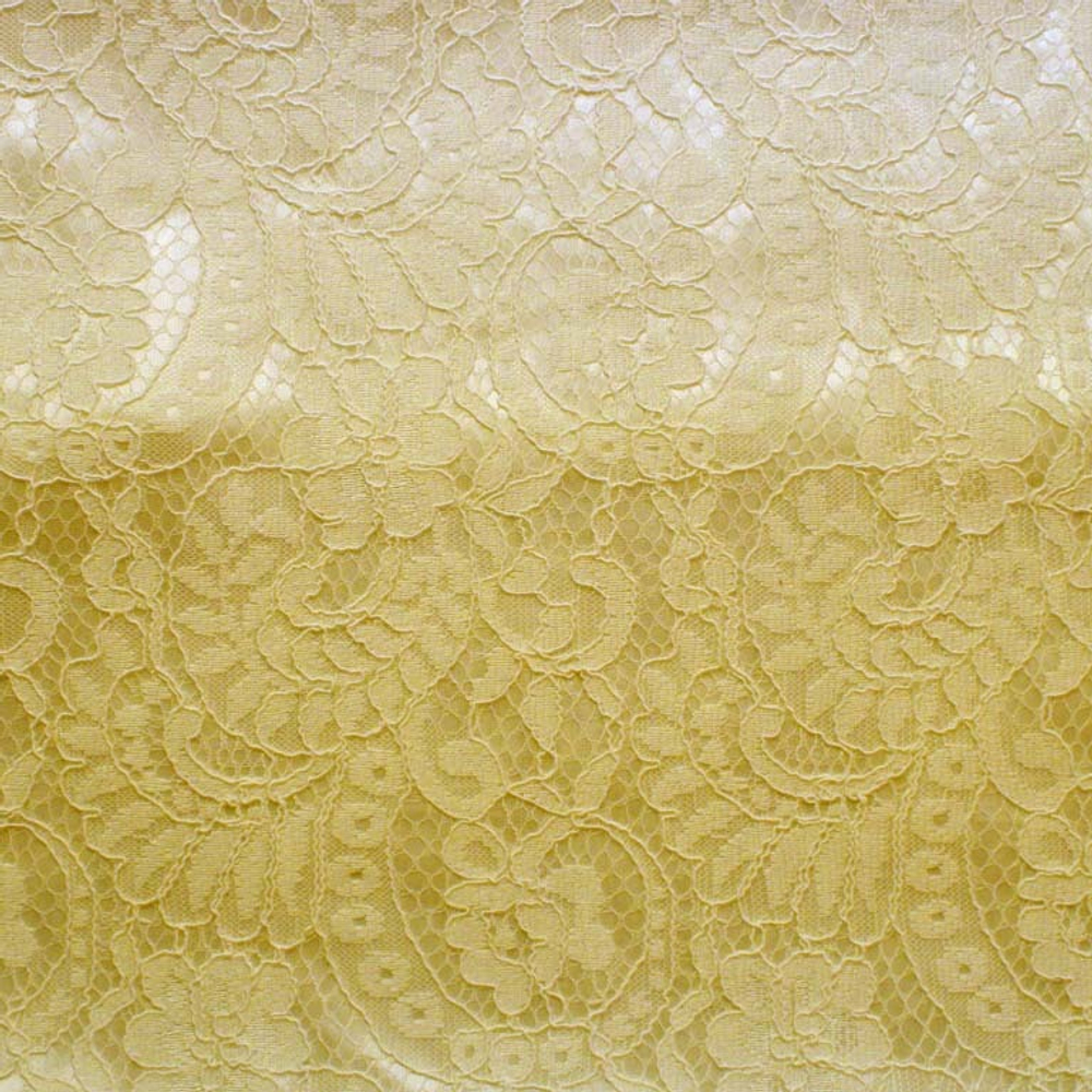 Ткань Кружево корд на трикотажной основе, 240 гр/м2, 150 см, светло-жёлтый