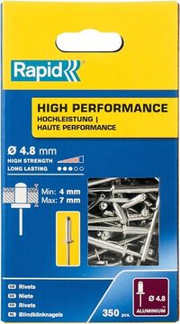 RAPID R:High-performance-rivet, 4.8 х 10 мм, 350 шт, алюминиевая высокопроизводительная заклепка (5001435)