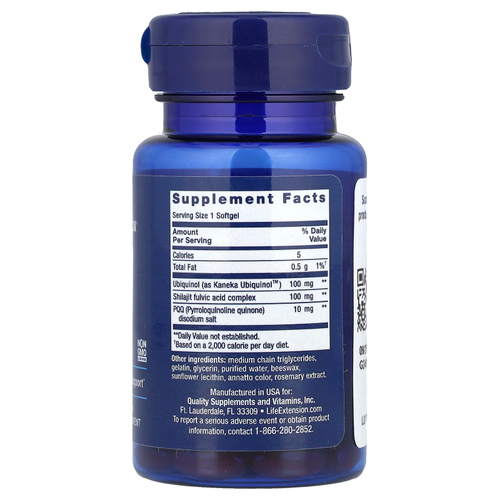 Life Extension, суперубихинол коэнзим Q10 с пирролохинолинхиноном (PQQ), 100 мг, 30 капсул