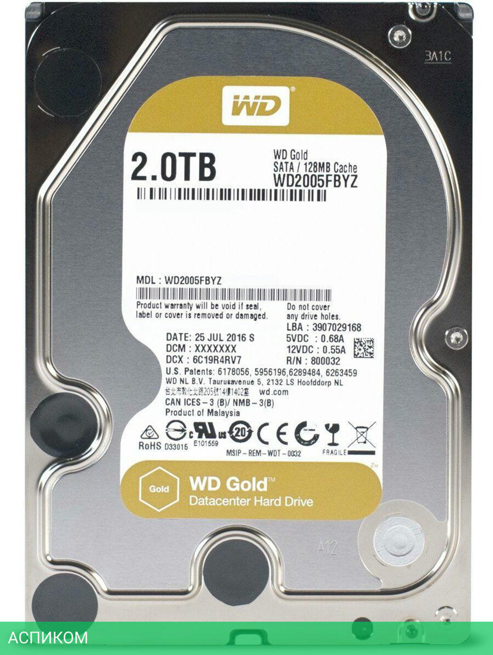 Жесткий диск WD Gold 2TB (WD2005FBYZ)