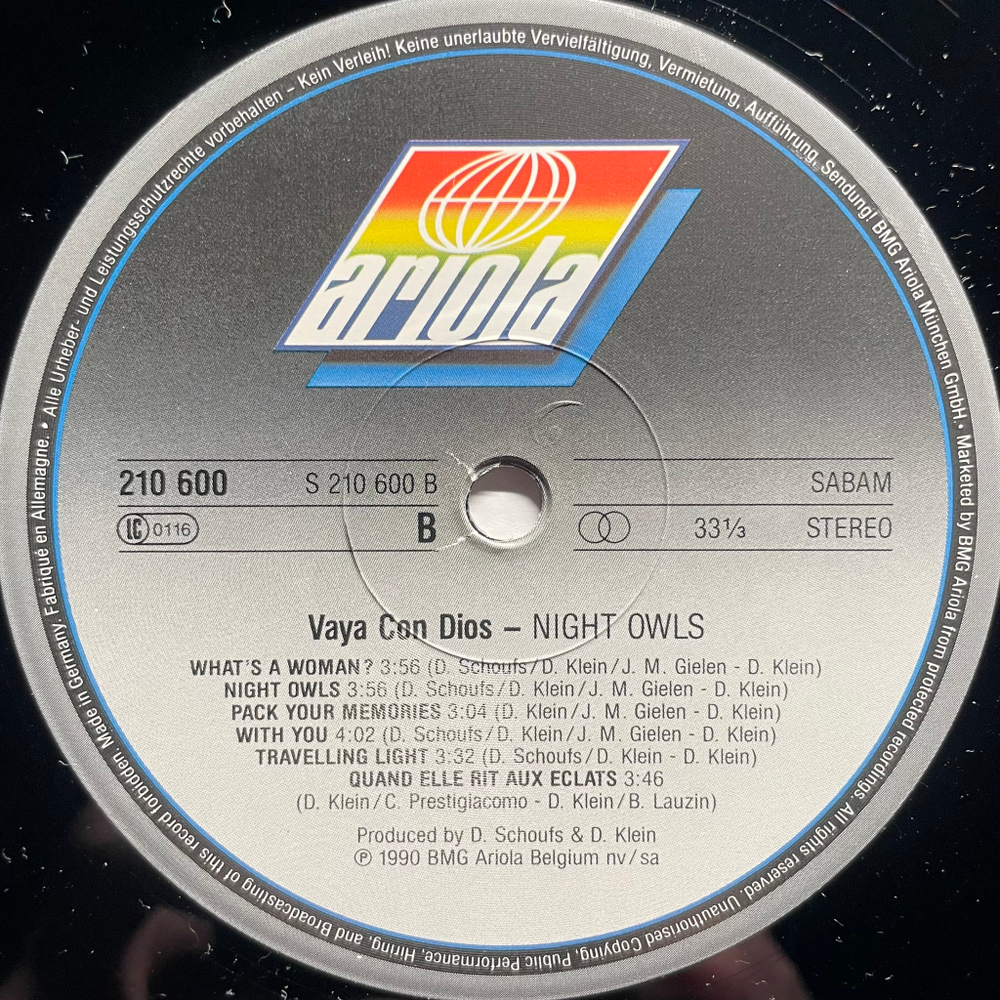 Vaya Con Dios ‎– Night Owls (Бельгия 1990г.)