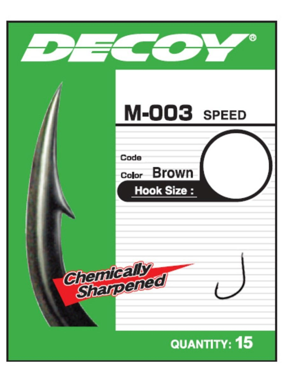 Крючок одинарный Decoy M-003 SPEED #18 (в упаковке 15 штук)