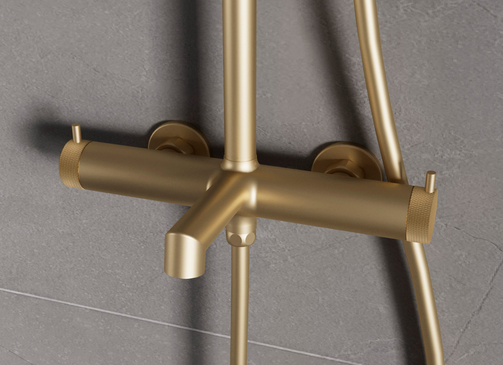 Душевая стойка Vincea Rim VSFS-2RM1BG с изливом, брашированное золото