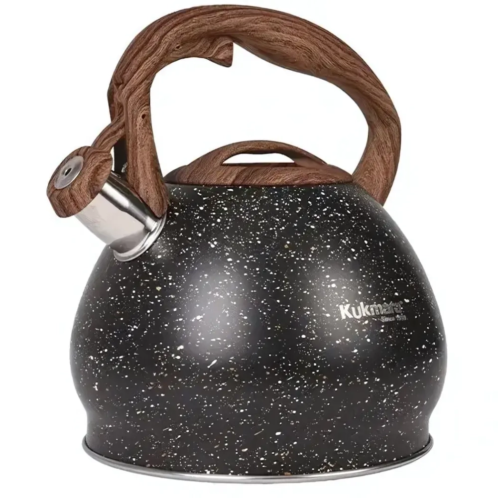 Чайник со свистком из нержавеющей стали 3,4л черный мрамор «Black»