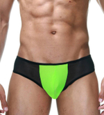 Черные трусы-бразилиана с лаймовой вставкой (Размер: L) (Цвет: черный)