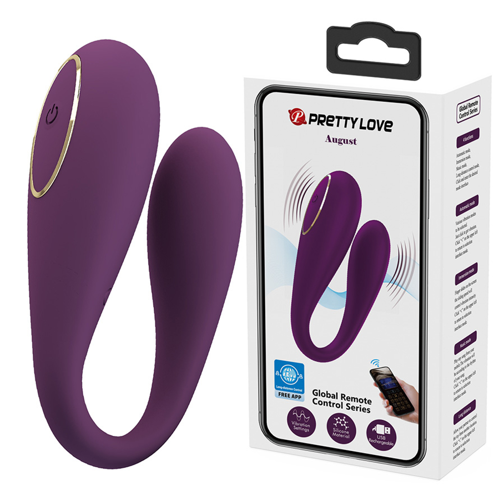 Лиловый вибратор для двоих с управлением через приложение Pretty Love Vibrator August Purple BI-014582HP-1