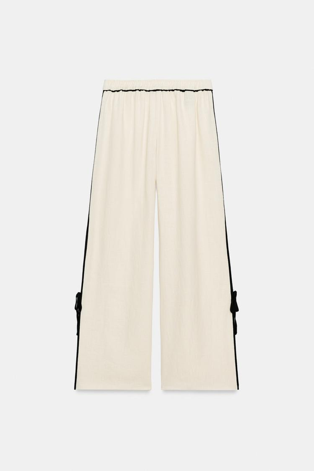 ZARA БРЮКИ ИЗ 100% ЛЬНА С ОКАНТОВКОЙ — ZW COLLECTION, БЕЖЕВЫЙ