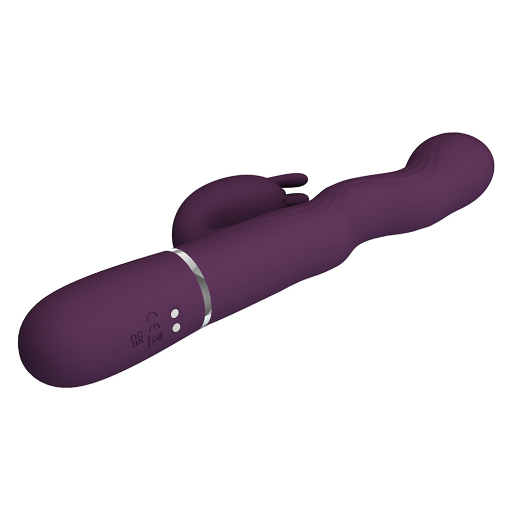 Фиолетовый вибратор-кролик 24,9см с волновыми движениями Pretty Love Waving & Vibrating Rabbit Laursen Dark Purple BW-500089-1