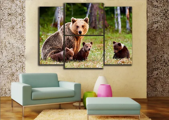 Модульная картина "Медведи в лесу"