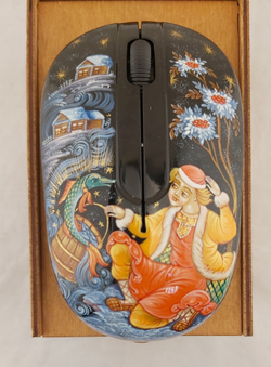 Мышь беспроводная с ручной росписью "Емеля" N3