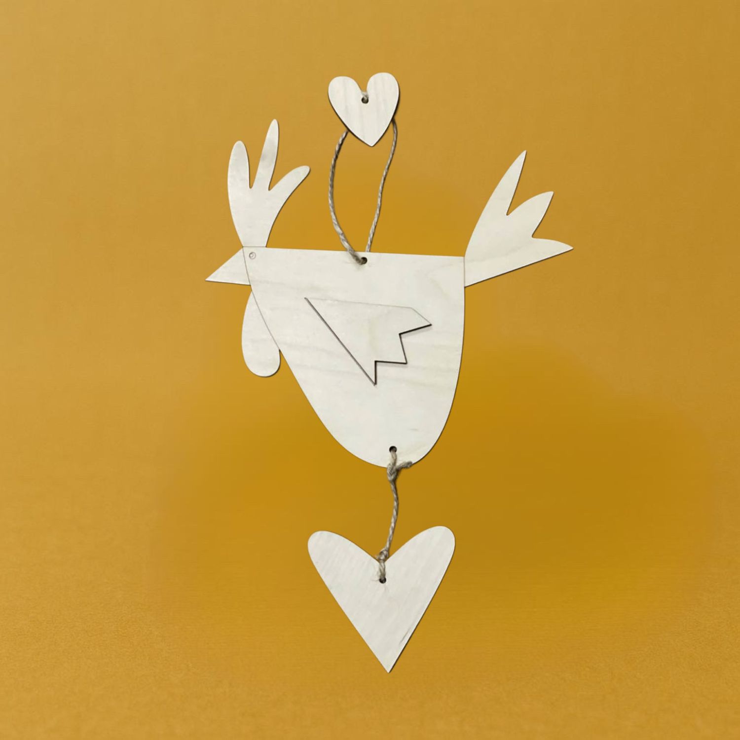 Петух-подвеска с сердцем, 16,5*17,5см фанера