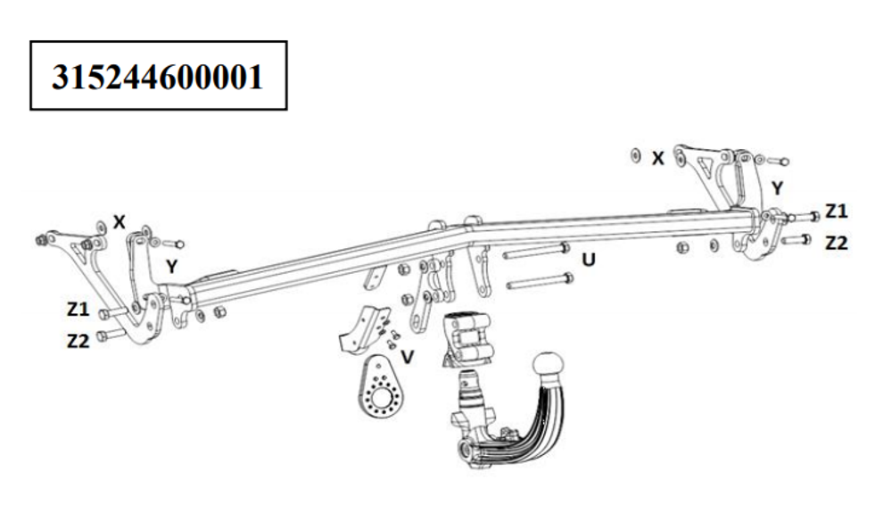 Фаркоп Westfalia 315244600001 Citroen C5 Aircross 2019-, Opel Grandland X 2017-, Peugeot 3008 2017-(паспорт и сертификат в комплекте)(без электрики)